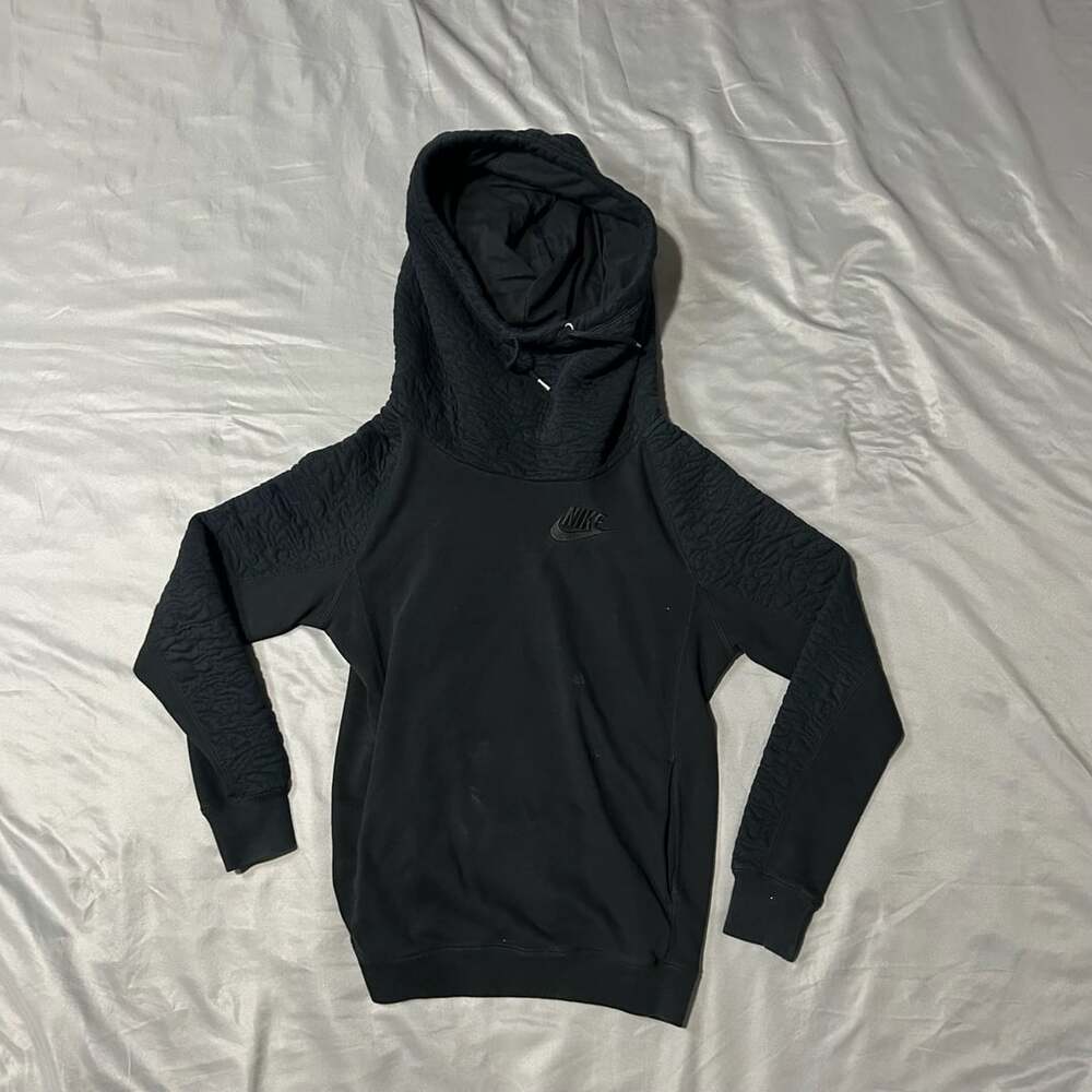 Nike Hoodie Size S Black Textured Hood Pullover Sweatshirt